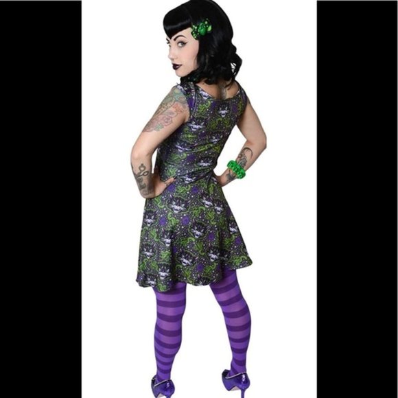 Kreepsville 666 Kattitude Marilyn Spooky Cat Retro Halloween Dress - Picture 9 of 9